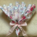 Baby Shower Gift - Dozen Diaper Roses Bouquet in a Baby Blanket - Gender Reveal