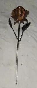 Vintage Metal Flower Carnation? Rose Copper 14 Inch Display