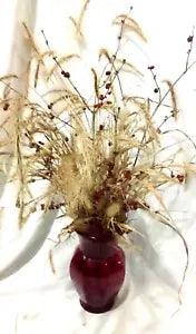 Natural Brown Bunny Ears Dried Red Berries Floral Arrangement 26" Tall