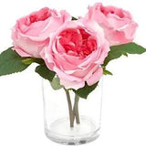 Artificial Flowers with Vase, Faux Peony Flowers in Glass Vase with Faux