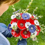 Medium Poppy-Cornflower Bouquet (22 flowers) - Floral arrangement of handmade ceramic flowers, flower girl gift set, boho wedding bouquets