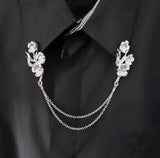 One Of A Kind Lily Flower Design 935 Argentium Silver Double Chain Collar Pin