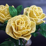 Rose bouquet, yellow roses, beaded bouquet, beaded roses, french beaded flower, eternal roses, artificial roses, decorative flowers