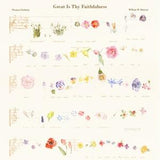 Great Is Thy Faithfulness, Old Hymn Music Sheet, Watercolor Floral Fine Art Giclee Print, Spring Returns, Flower Notes, Garden Home Decor