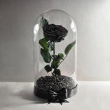 Premium Black Rose, Memorable Gift for Wife, Preserved Black Rose in Big Glass Dome, Personalized Gift for Girlfriend, Unique Birthday Gift