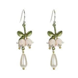 Luxury Orange Lily Of The Valley Earrings Vintage Pearl Plant Flower Party Gift