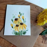 Original, hand painted, watercolor, yellow  Floral, Blank greeting,Get well soon, Artist trading card,thank you cards 4.25