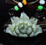 NEW LISTING100% Natural Hand-carved Jade Pendant Jadeite Necklace peony flower 225i