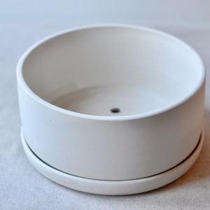 Ceramic Orchid Planter, Bonsai Pot Handmade, White Bonsai Pot, Large Ceramic Planter, Round Bonsai Pot, Pot With Plate, Planter With Tray