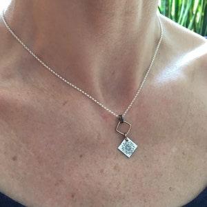 Sunflower Roma necklace  ~ sterling silver ~ mixed metal w/ bronze ~ 14k gold fill ~ square on short rolo or snake chain ~ Canadian made