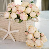 9 Stems Dried Look Peony Bouquet | Artificial Flower | Centerpieces | DIY Floral | Wedding/Home Decoration | Gifts  - Cream