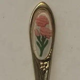 Pink Carnation Flowers collectable Souvenir Spoon PI