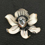 Women's White/Orange Enamel Crystal Lily Flower Brooch Pin
