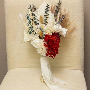 Dried Flower Bouquet/Bordeaux Bridal Bouquet  Red floral/Preserved hydrangea bouquet/Boho Wedding/ Mini Dried Flower Bouquet