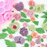 Rose Peony Flower Leaves Silicone Mold Cupcake Cake Topper Mould Decorating Tool