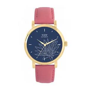 Toff London TLWS-17653 Ladies Grey Water Lilies Flower Watch