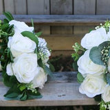 Ivory Wedding Bouquet, Garden boho Bridal Bouquet, Wedding Flowers, Bridesmaid Bouquets, Flower Package, eucalyptus, rose peony bouquet