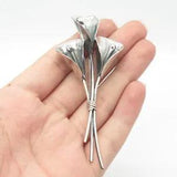 925 Sterling Silver Vintage Lily Floral Pin Brooch