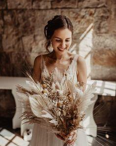 Dried Flower Wedding Bouquet With Warm Tones - Rock My Wedding Flower Delivery