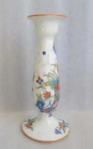 Vtg ?? CROWN DUCAL CANDLESTICK Mid Century CANDLE HOLDER CORNUCOPIA CARNATIONS!