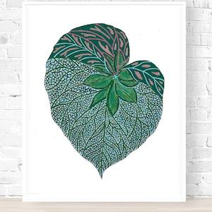 Green Philodendron Leaf Art Print, Greenery Wall Art, Plant Lover Art, Vibrant Botanical Painting, Green Leaf Prints, Emerald Green Decor