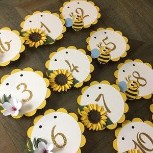 Sunflower Monthly photo banner, First year photo banner, 1st Birthday Banner, floral high chair banner, flower high chair banner