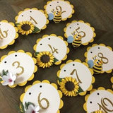 Sunflower Monthly photo banner, First year photo banner, 1st Birthday Banner, floral high chair banner, flower high chair banner