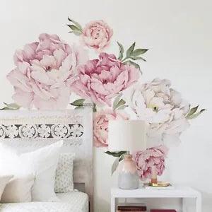 Artistic Vinyl Peony Stickers - Modern Home Decoration Pink Flower Wall Sticker