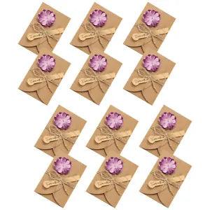4"x3" Dried Flowers Greeting Cards, 12pcs Carnation Handmade Blank Note Card