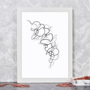 Orchid Line Drawing Art Print (unframed)