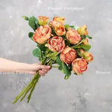 Dried Look Peony with Bud - Orange | Artificial Flower | Home Decoration | Gifts