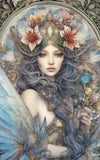 Fine Art Watercolor Water Lily Fairy Fantasy - 6x10 Craft Quilt Fabric Block