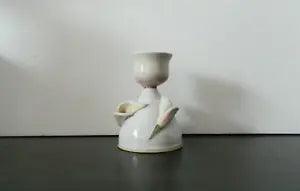 Thick Ceramic Candle Holder Lily Flower Hand Made Glossy MultiColor 6.25" tall
