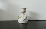 Thick Ceramic Candle Holder Lily Flower Hand Made Glossy MultiColor 6.25" tall