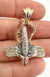 Designer 14K Gold Pink Sapphire Topaz Peridot Diamond Calla Lily Flower Pendant