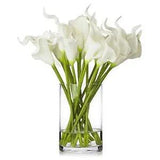 20 Pieces Artificial Real Touch Lilies Flower Arrangement in Glass Vase White
