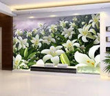 3D White lily Flower plant Art Wall Paper Wall Print Decal Wall AJ WALLPAPER CA