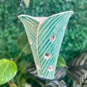 Hanging large orchid plant pot, air orchid pot with holes, hanging indoor planter - Lapis Lagoon Glaze