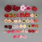 45Pcs Fake Flower Heads Set Bulk Artificial Silk Festival Wedding Bouquet Decor