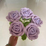 Crochet Japanese Rose Bouquet Crochet Rose Flower Knitting Rose Crochet Purple Floral Bouquet Blossom Gift for Mother Girlfriends Women