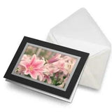 Greetings Card (Black) - Pink Lily Flower Lillies Plant Birthday Gift #16547