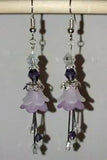 Handmade Double Acrylic Lily Flower Bi-Cone Glass Fishhook Earrings