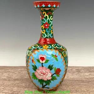 11" Old Song Dynasty DIng Kiln  Enamel Color Porcelain Peony Flower Vase Bottle