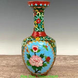 11" Old Song Dynasty DIng Kiln  Enamel Color Porcelain Peony Flower Vase Bottle