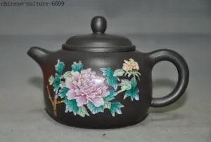 China yingxing zisha pottery glaze peony flower Tea drinking tool Teapot pot Tea