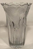 Mikasa Studio Nova 9 3/4??? Fluted Crystal Vase w/ Frosted Flowers Water Lily
