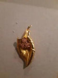 New ListingVintage Gold Tone and Pink Rhinestone Lily Flower Brooch.   by PELL?