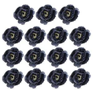 15Pcs Artificial Flower Head Fake Flowers Heads Bulk Silk Peony Heads Dark Blue