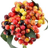 FiveSeasonStuff 2 Stems of Real Touch Artificial Holly Berries Floral Arrangement (Mixed Orange and Yellow)