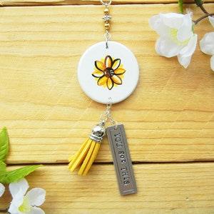 Sunflower Car Accessories, Sun Flower, Car Charm, Inspirational Quotes, Rear View Mirror, Decor, Christmas Gift for Girlfriend, Teens, Women